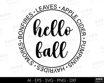 Bonjour l'automne SVG : fichiers Cricut automne, saison confortable Png, conception de chemise automne (téléchargement numérique)