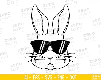 Easter Bunny with Glasses Svg for Shirts, Digital Download Cute Easter Bunny Png, Kid's Easter Svg files for Cricut, Bunny With Glasses Svg