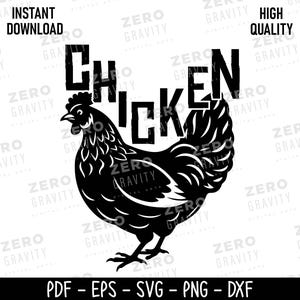 Funny Chicken Svg, Digital Download Chicken Svg for Shirts, Chicken Clipart, Chicken Cut File, Chicken Silhouette, Svg Files for Cricut