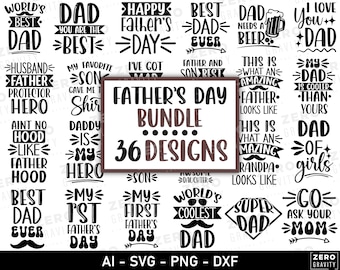 Vaderdag SVG-bundel: 36 papa-ontwerpen (digitale download)