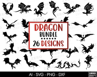 26 Drachen-Svg-Dateien für Cricut, Drachen-Svg-Bundle, 26 Drachen-Svg-Dateien für Cricut, Drachen-Silhouette-Svg, Drachen-Clipart