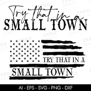 Essayez ça dans une petite ville Svg, fichiers Svg de musique country pour Cricut, téléchargement numérique Western Png, conception de T-shirt, sublimation Design Png Svg