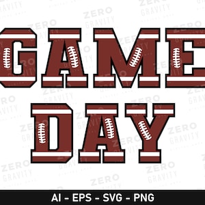 Game Day Svg for Shirts, Football Game Day in Varsity Font, Digital Download Game Day Png, DIY Gameday Shirt, Football Game Day Letters