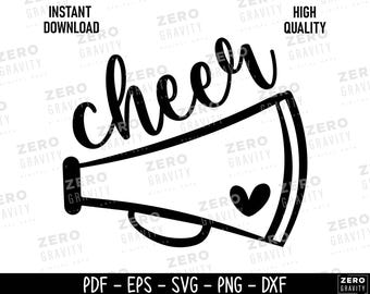 Cheer SVG Bundle: Cheerleader, Megaphone Clipart (Digital Download)