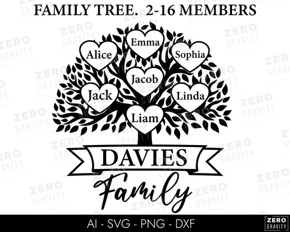 Custom Family Tree Svg Bundle 2-16 Members, Family Reunion Svg, Family Tree Cricut Svg,   Family Tree Branch Svg, Tree of Life Svg Cut File