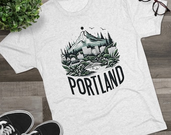Portland Grafik-TShirt | City Skyline T-Shirt | Buntes Urban Art TShirt | Einzigartiges Design | Portland Bekleidung