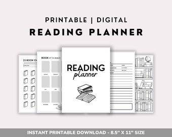 Diario de lectura imprimible, Diario de lectura rellenable, Diario de lectura, Rastreador de libros imprimible, Rastreador de lectura imprimible, Diario de libros