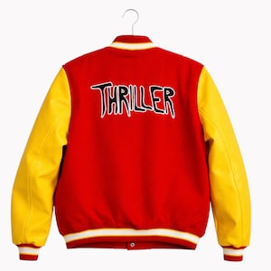Chaqueta universitaria roja vintage Hifa / Bomber estilo pop para hombre / Disfraz inspirado en Michael Jackson