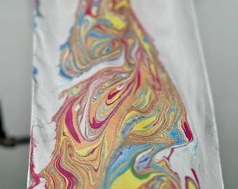 Marbled Silk Scarf - Rainbow River
