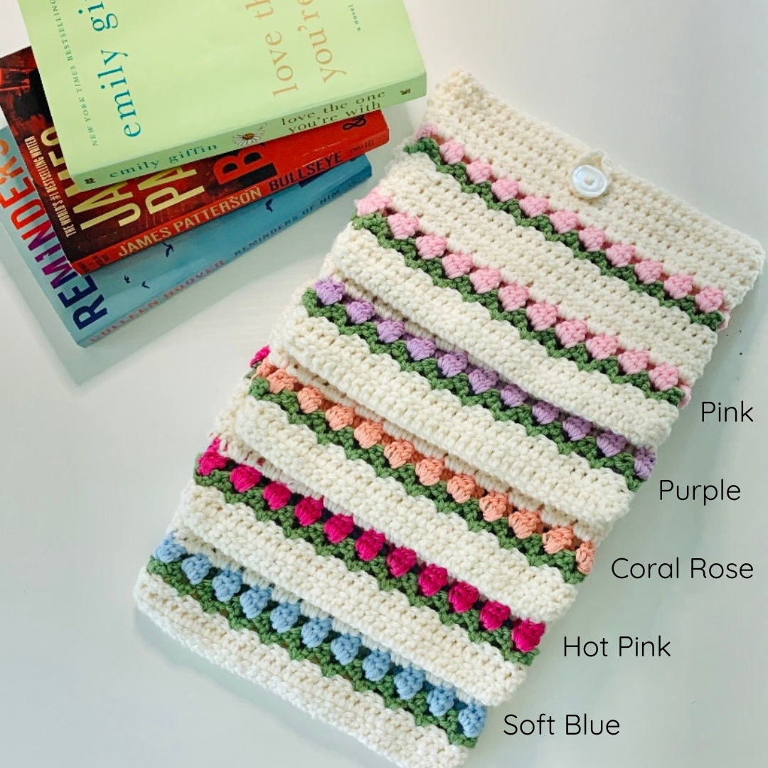 Crochet Flower Book Cover 9x6in Etsy