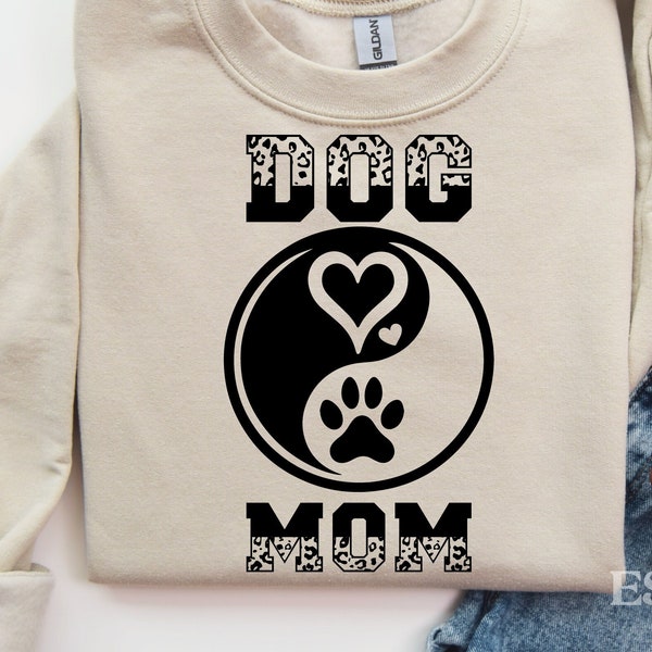 Dog Mom Svg Png, Canine Mom Svg, Proud Dog Mom Svg, Dog Lover Svg, Leopard Pattern Svg, Yin Yang Svg, Balance Symbol Svg, Taoism Svg