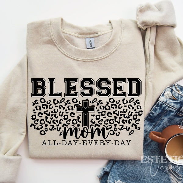 Blessed Mom Svg Png, Jesus Svg, Heart Svg, Christian Svg, Christ Svg, Mom Life Svg, Mom Quote Svg, Cross Svg, God Svg, Mom Heart Svg