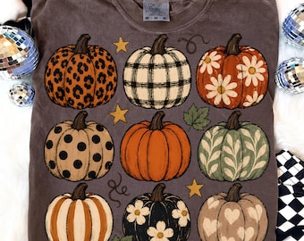 Herbst Kürbis Bundle PNG, Muster Kürbis Sublimation Shirt Design Digitale Datei