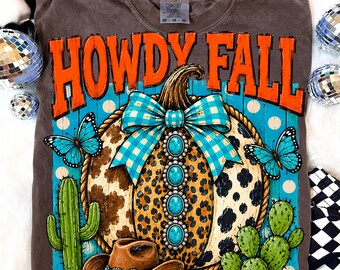 Howdy Fall PNG – Western Pumpkin Sublimation Digital File
