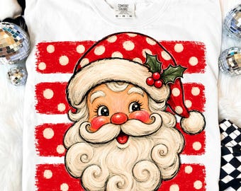 Weihnachtsmann-Gesicht (PNG), niedliches Retro-Weihnachtsmann-Design, digitale Vintage-Sublimationsdatei