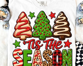 „Tis the Season“-PNG, Retro-Weihnachtskeks-Schriftzug, digitale Sublimationsdatei