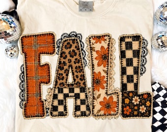 Herbst-Shirt PNG, Patchwork-Herbst-Sublimationsdatei