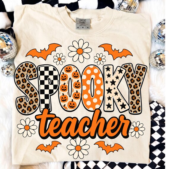 Spooky Teacher PNG, Halloween Teacher Shirt Sublimation Design