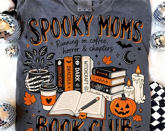 Spooky Moms Book Club PNG, Halloween Reading Sublimation, Buchliebhaber Mom Shirt Grafik
