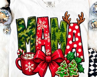 Weihnachtsmama (PNG), Retro-Weihnachtsschriftzug, Vintage-Sublimationsdatei