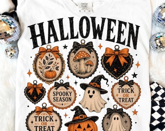 Halloween Charme PNG, Vintage gruselige Ornament Design, Sublimation Digitale Datei