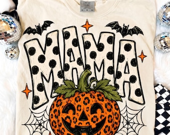 Halloween Mama PNG, Leoparden-Kürbis-Mama-Design, digitale Sublimationsdatei