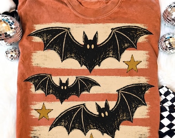 Halloween Bats PNG, Vintage Bat Sublimation Shirt Design Digitale Datei