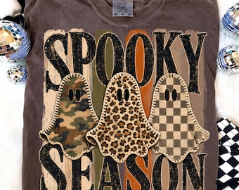 Spooky Season PNG, Halloween Ghost Trio, Sublimation Digital File