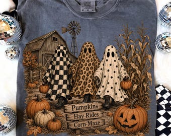 Tis The Season Halloween PNG, Farm Ghost Pumpkin Patch Sublimationsdesign