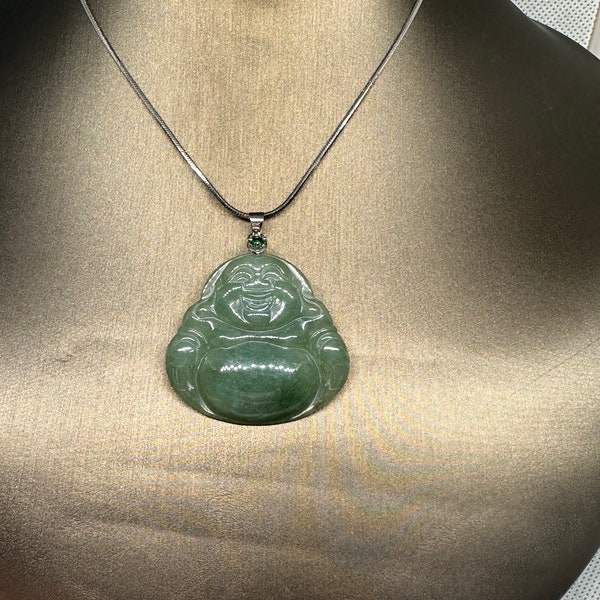 Jade Buddha Pendant Natural Necklace Jadeite Carve Jewelry Green