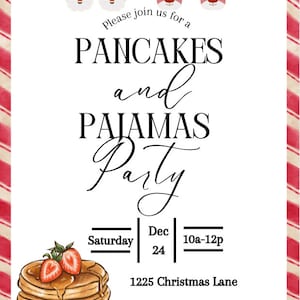 Pancakes and Pajamas Party| Pancakes and Pajamas Invite| Christmas Pajama Party|Pancake Breakfast