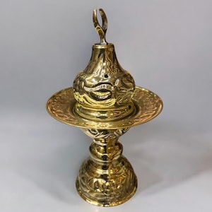 Egyptian Handmade Brass Incense/Bakhoor Burner | Decorative Aromatic Holder for Charcoal Incense