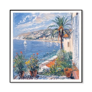 Sur de Francia, Riviera Francesa, Cannes en verano, Playa, Costa, Espacio feliz, Láminas alegres, Láminas para sentirse bien, Arte mural mediterráneo