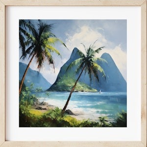 St Lucia Pitons, Feel Good, Happy Gift, Caribbean Gift, Beautiful Painting, Anniversary, Good Vibes, St Lucia Art, Housewarming