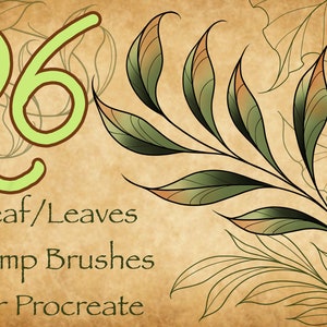 26 Leaf/Leaves Brush Stamps for use with the Procreate drawing app