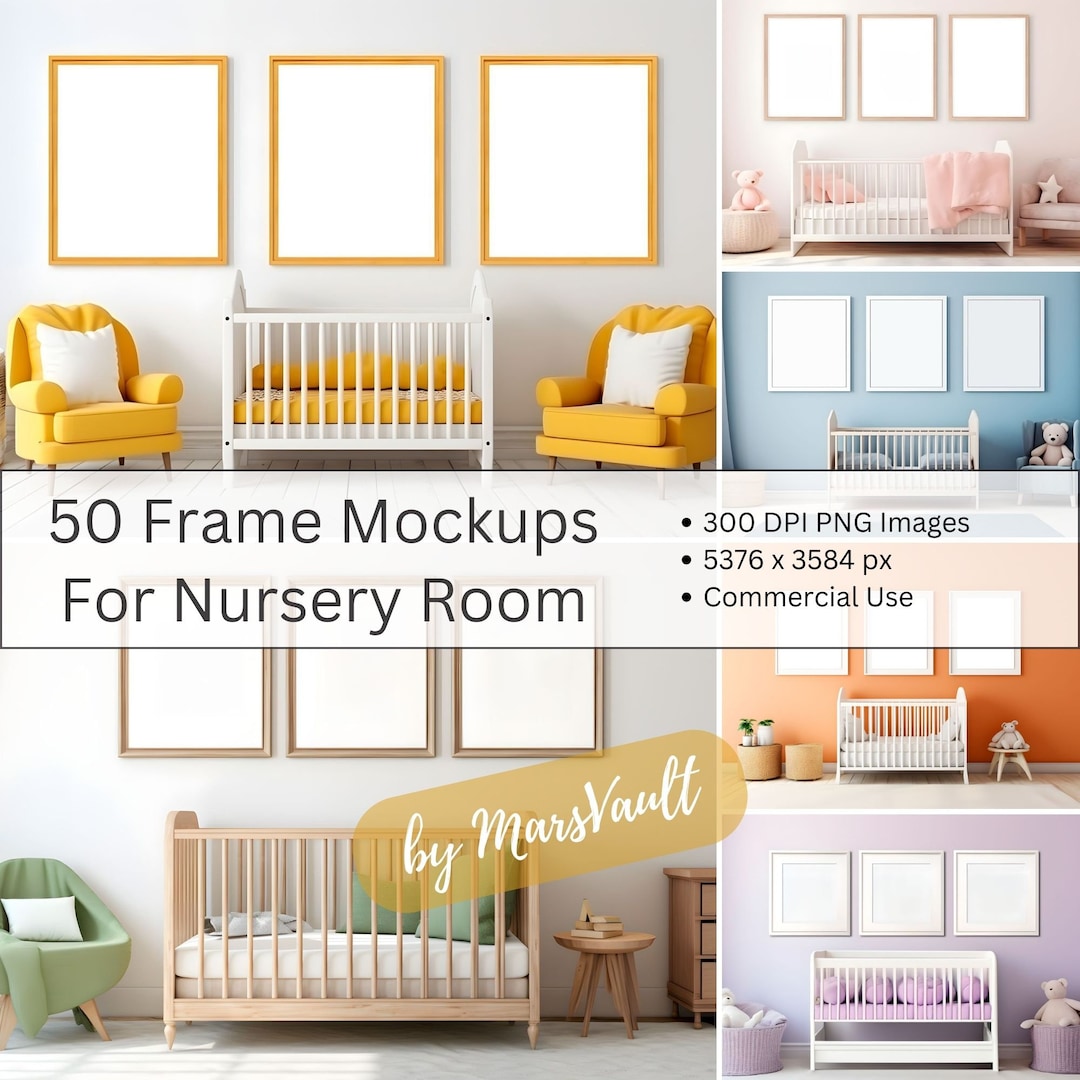 Instant Download, Nursery Frame Mockup Bundle, Kids Room Mockup, Nursery Wall Art Mockup ...