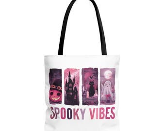 Borsa tote di Halloween Spooky Vibes, design rosa
