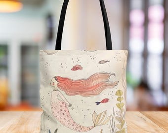 Mermaid Tote Bag: Whimsical Canvas Shopping Bag