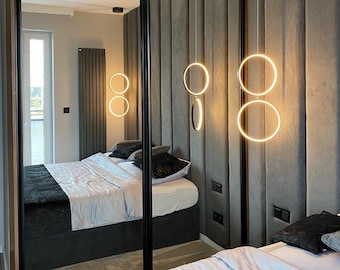 Long Upholstered wall panels, upholstered bed headboards, 3D upholstered cushion in velour and eco leather, padded panel