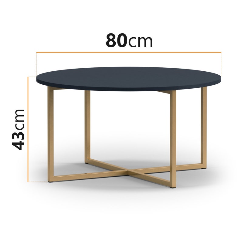 Mesa de centro redonda Pula 80 con patas de metal, diámetro 80 cm, mesa de centro industrial imagen 2