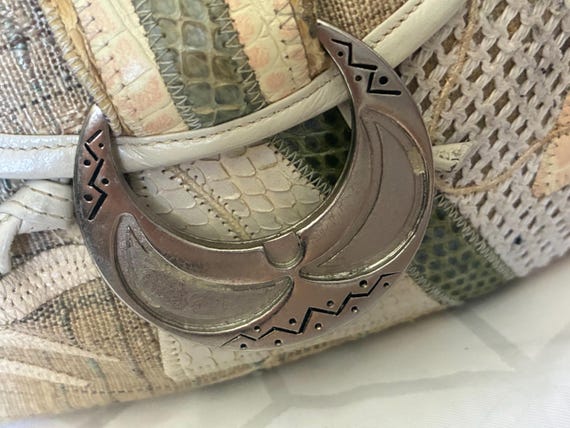 Rare fabric patchwork with leather lizard snake e… - image 9