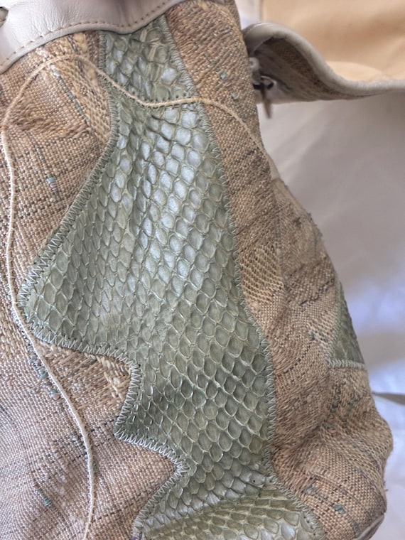 Rare fabric patchwork with leather lizard snake e… - image 13