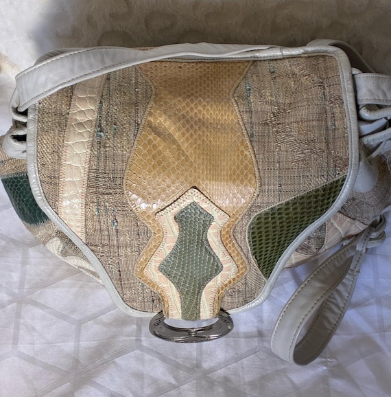 Rare fabric patchwork with leather lizard snake e… - image 15