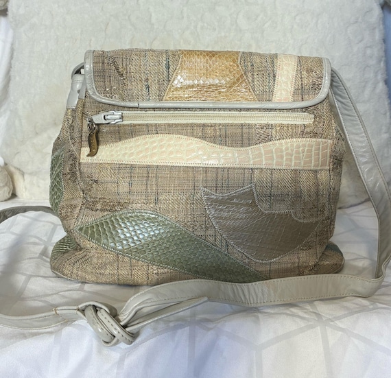 Rare fabric patchwork with leather lizard snake e… - image 5