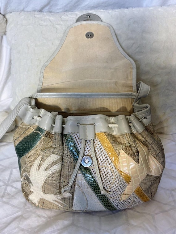 Rare fabric patchwork with leather lizard snake e… - image 10