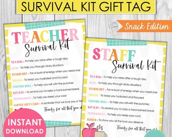 Teacher Survival Kit Printable | Teacher Staff Appreciation Gift Tag | Candy Edition Gift Tag | Teacher Staff School Gift | Instant Download