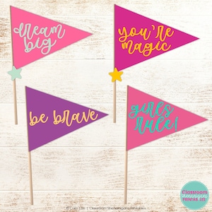 Printable Pennant Banners for Girls | Printable Pennant Flag | Kids Basket Decor Flags | Positive Affirmation Printable | Instant Download