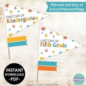 Printable First/Last Day of School Pennant Flag | Back to School Flags | Pennant Flags for Kids | Pennant Flag Printable | Instant Download