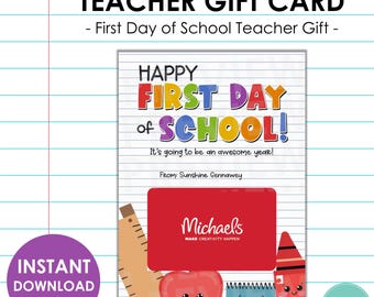 First Day of School Teacher Gift Card Holder | Back to School Teacher Card | Welcome Gift for Teachers | DIY Teacher Gift | Instant Download