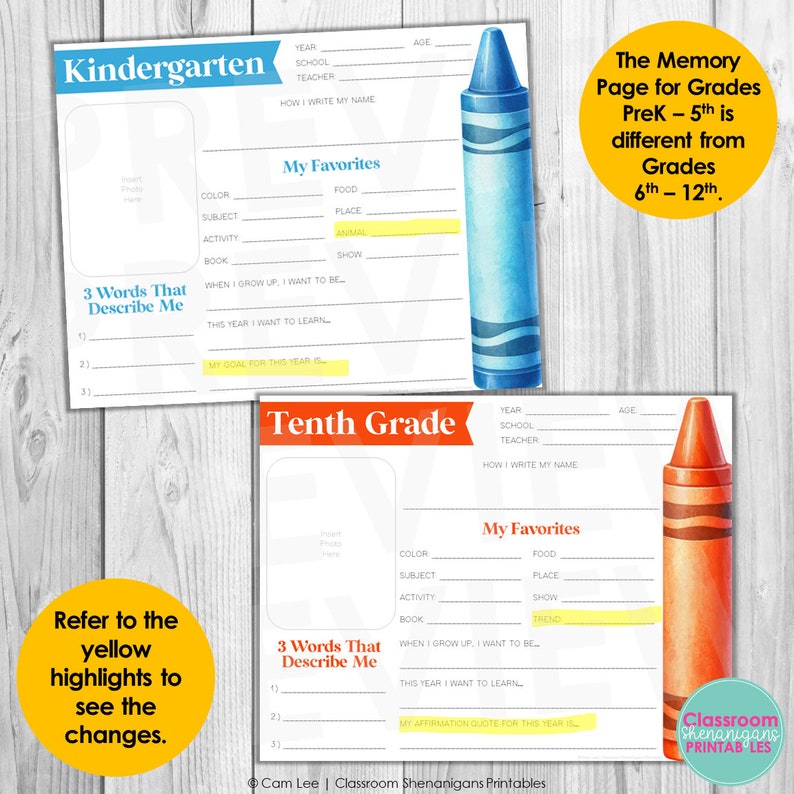 School Memory Box Printable | Kids Keepsake Journal | First Day of ...